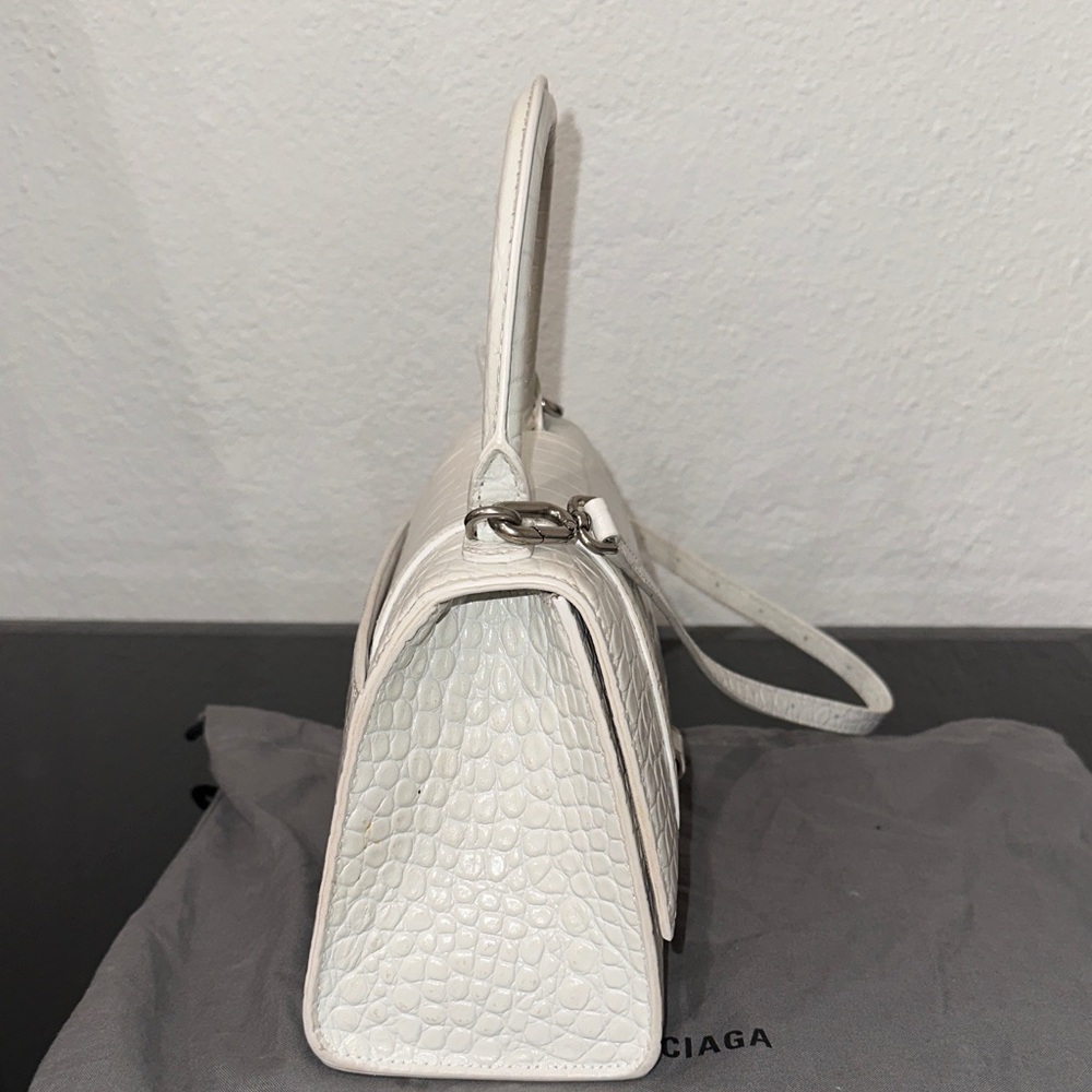 Balenciaga Hourglass White Embossed Leather Two Way Satchel - Picture 4 of 9